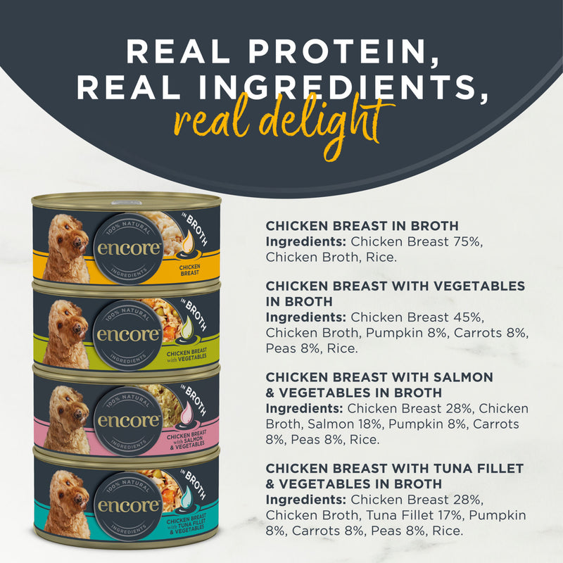Encore chicken broth dog food 5x156g - British product
