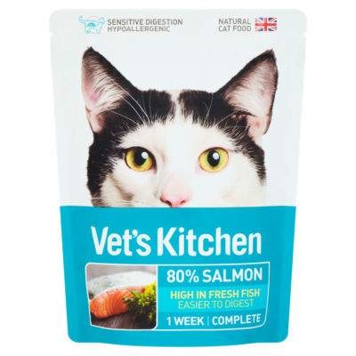 Vet's Kitchen cat food 80% salmon natural 385g, imported from the UK