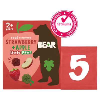 ASDA BEAR Kleine Pfoten Erdbeer- und Apfel-Fruchtriegel für 2+ Jahre 5x20g - Online bei McGrocer kaufen