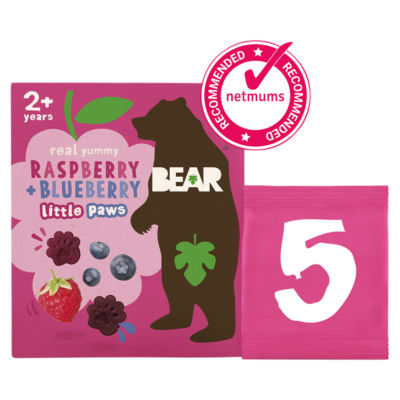 BEAR Pure Fruit Paws Raspberry & Blueberry 5 Pack