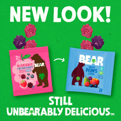 BEAR Little Paws raspberry and blueberry fruit snacks 5x20g - British product
