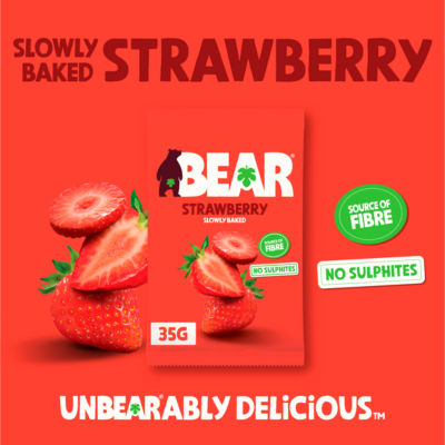 Bear brand dried fruit strawberries snack 35g packet - British product
