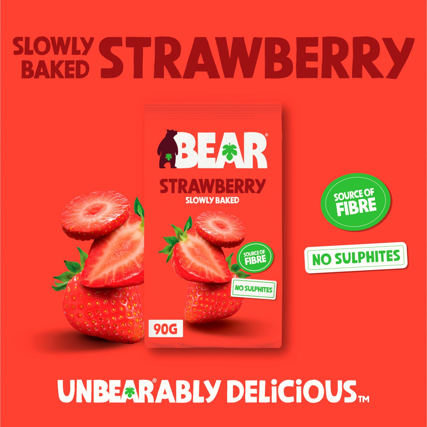 Bear Gently Baked Strawberries 90g, UK version