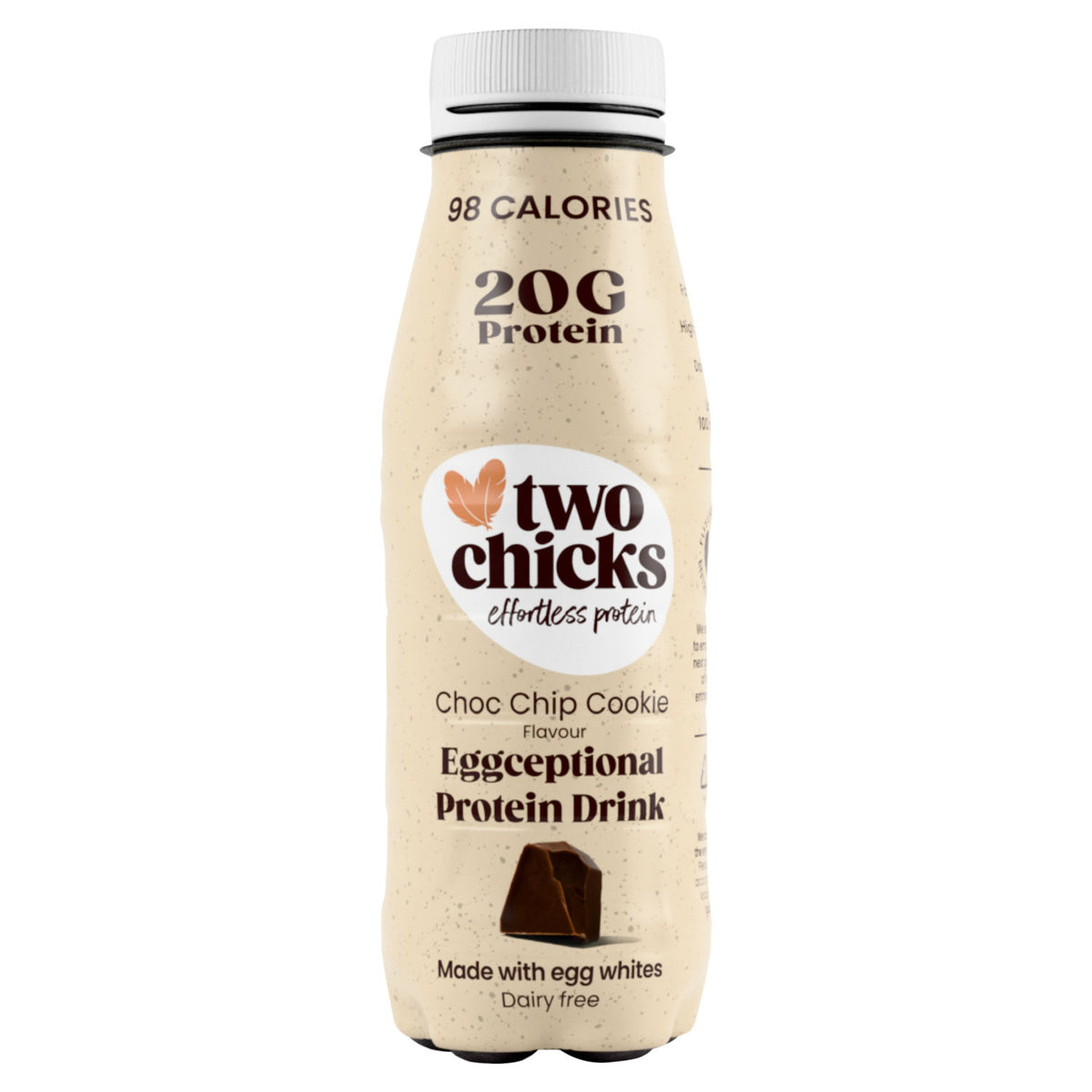Two Chicks chocolate chip cookie flavour protein drink 250ml, imported from the UK