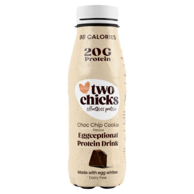 Two Chicks chocolate chip cookie flavour protein drink 250ml, imported from the UK