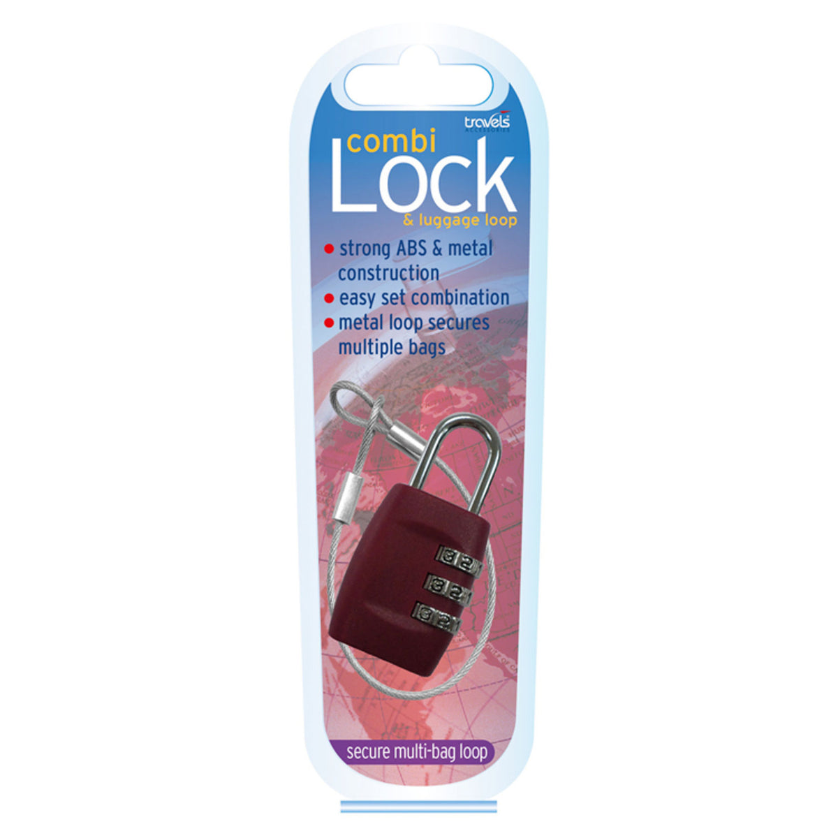 Travels combination lock with loop (British brand)