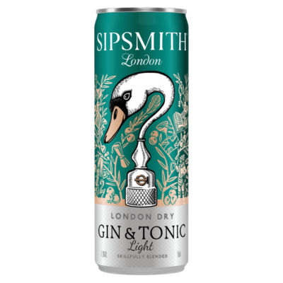 Sipsmith Light Gin and Tonic 250ml can, imported from the UK