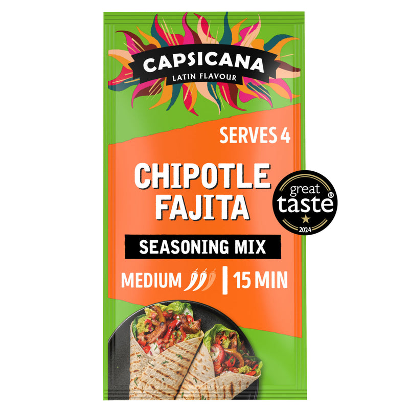 Capsicana chipotle and smoked cumin fajita seasoning mix 28g, UK version