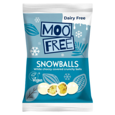 Moo Free Snowballs 35g white cocoa rice balls (British brand)