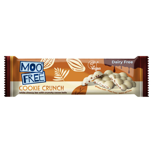 Moo Free Cookie Crunch White Choccy Bar with Crunchy Cocoa Balls 35g GOODS ASDA   