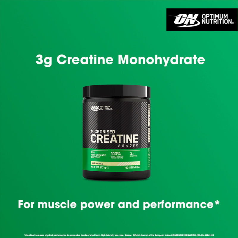Optimum Nutrition Micronised Creatine Powder Unflavoured 317g, imported from the UK