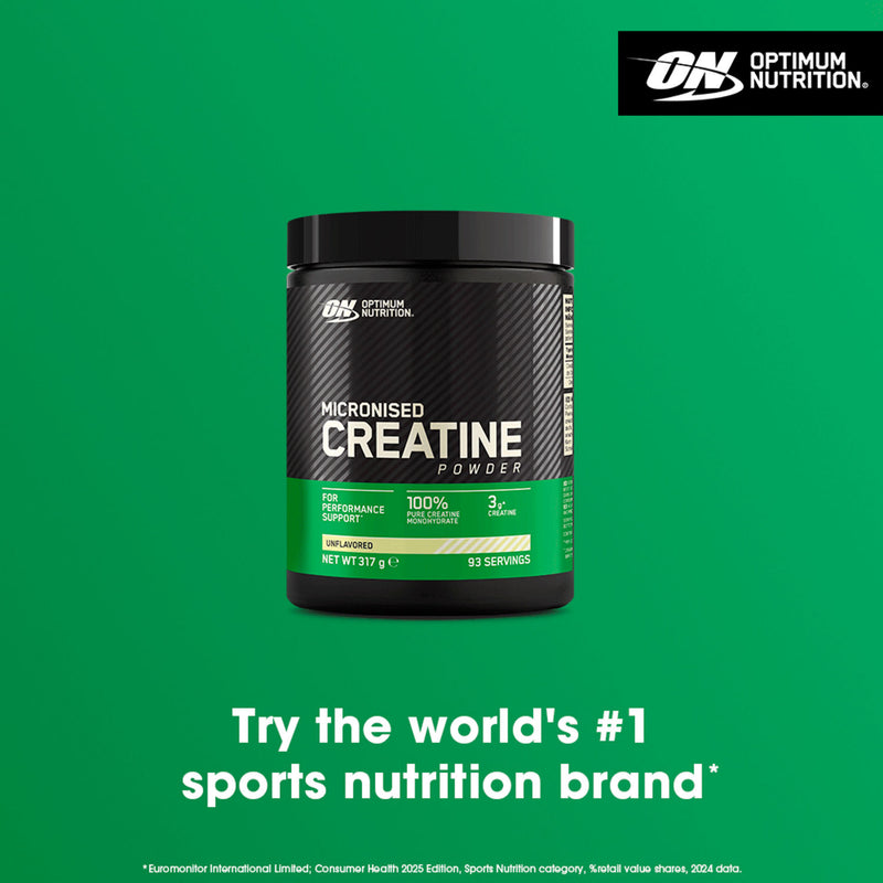 Optimum Nutrition Micronised Creatine Powder Unflavoured 317g, imported from the UK