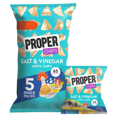 Properchips salt and vinegar lentil chips multipack 70g, imported from the UK