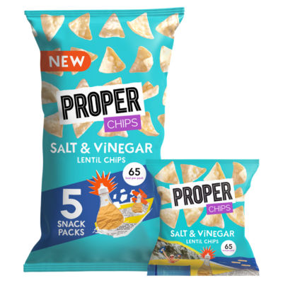 Properchips salt and vinegar lentil chips multipack 70g, imported from the UK