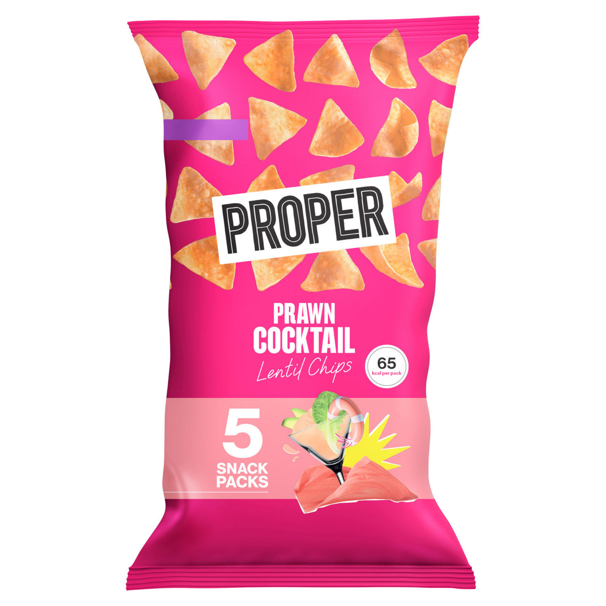 Proper prawn cocktail lentil chips 70g 5 pack, imported from the UK