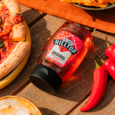 Hilltop Hot Honey original 350g bottle, UK version