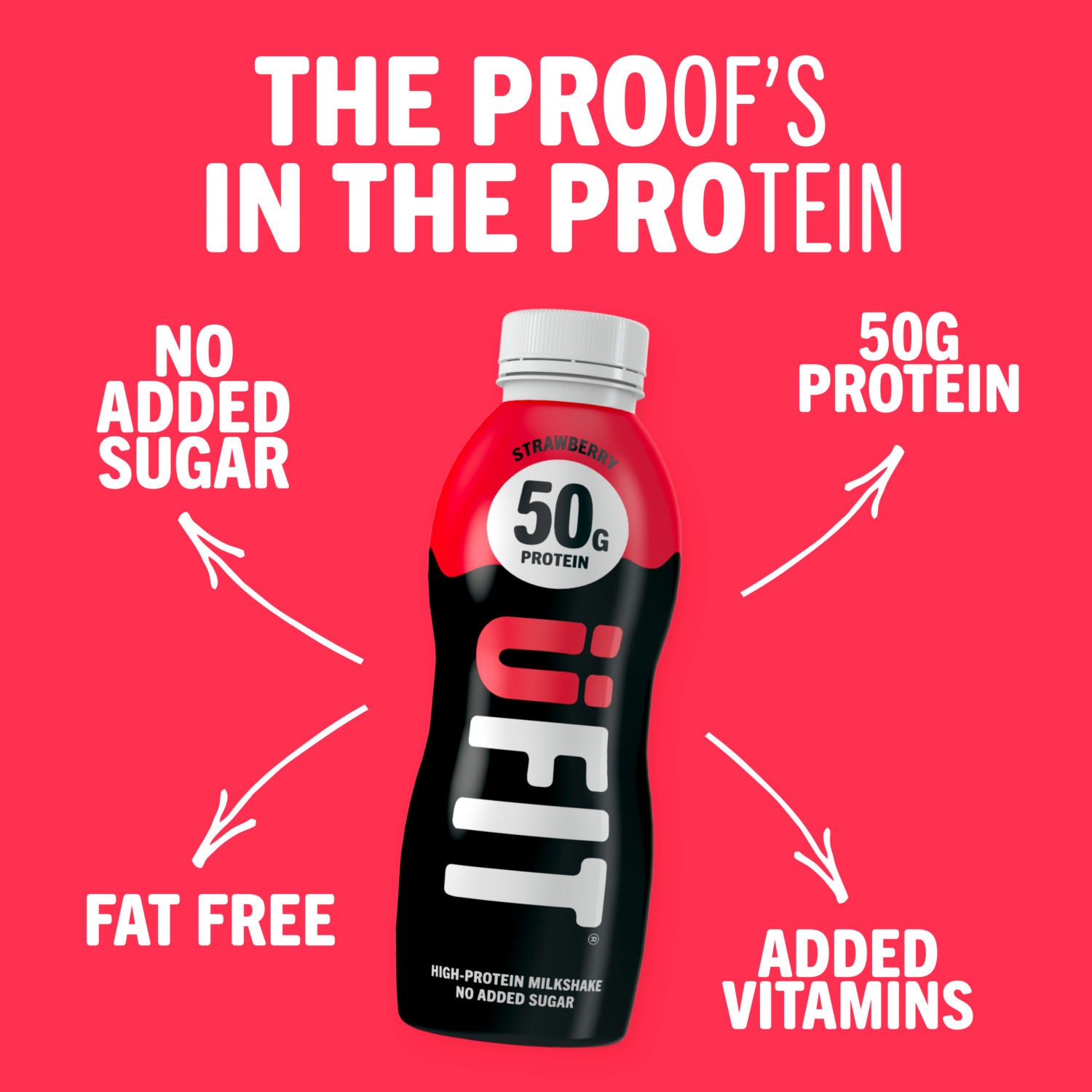 UFIT strawberry high-protein milkshake 500ml (British brand)