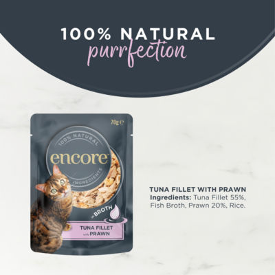 Encore Tuna with Prawn wet cat food pouch 70g - British product