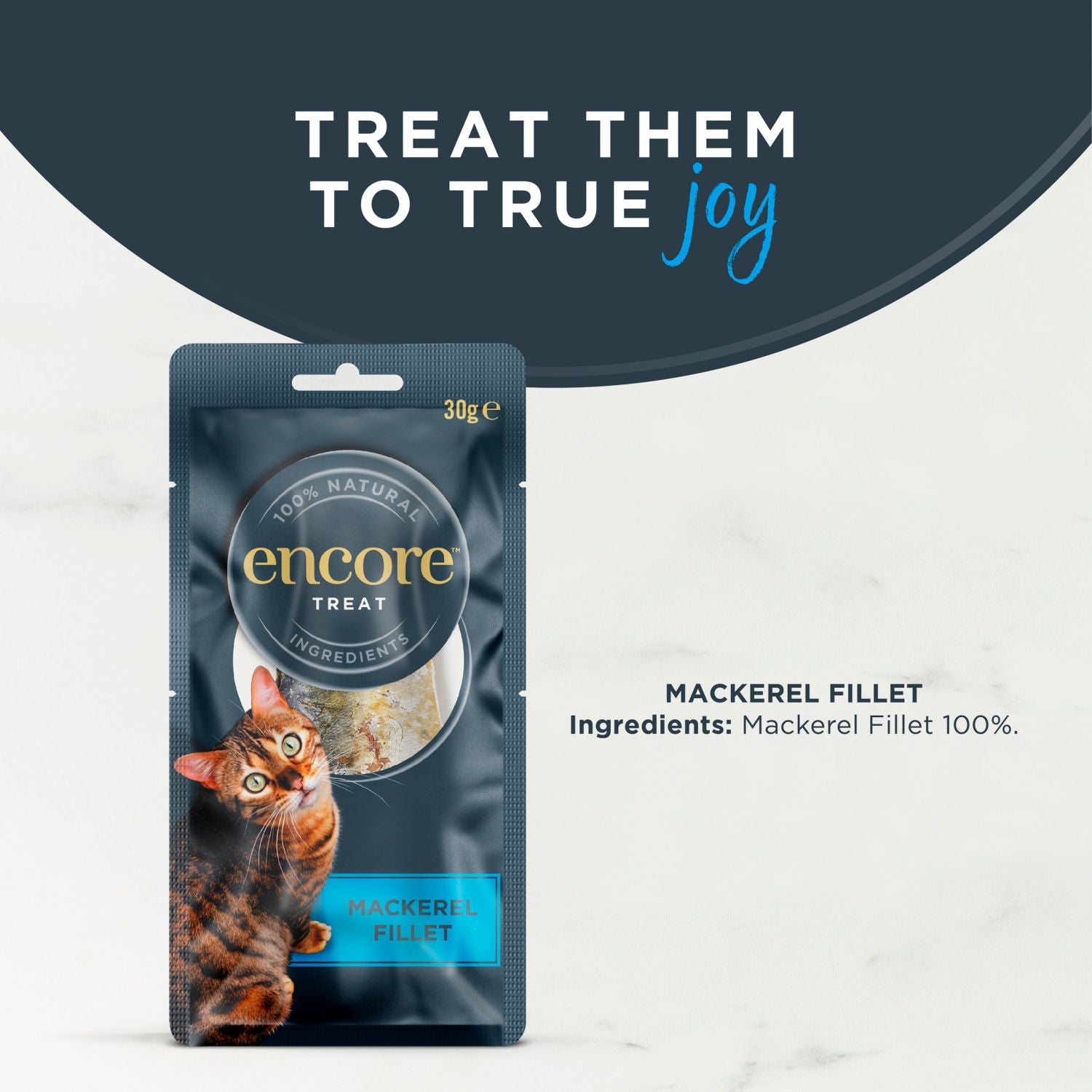 Encore mackerel fillet cat treat 30g - British product