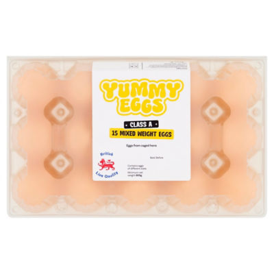 Yummy Eggs mixed weight eggs 15 pack 805g, UK version