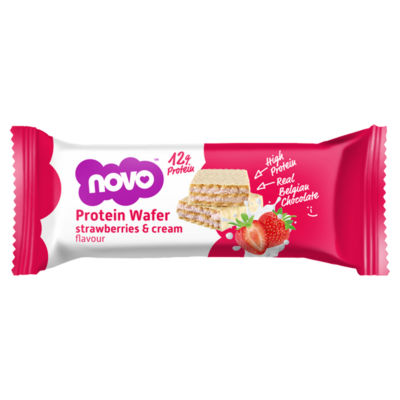Novo protein wafer strawberries and cream flavour 40g, imported from the UK
