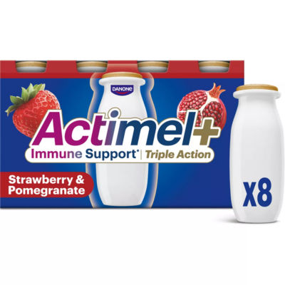 Actimel strawberry and pomegranate yogurt drink multipack 8x100g - British product