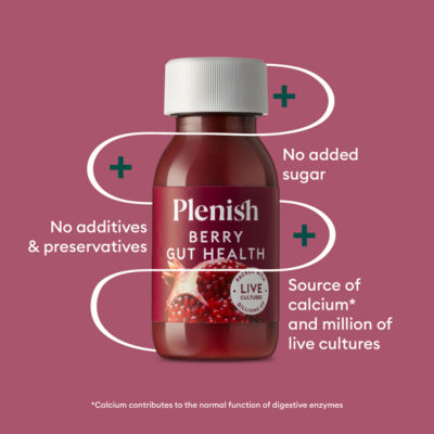Plenish berry gut health shot 60ml, imported from the UK