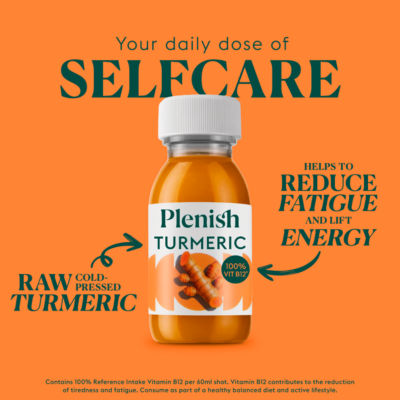 Plenish Turmeric Vitamin B12 Recovery Shot 60ml, imported from the UK