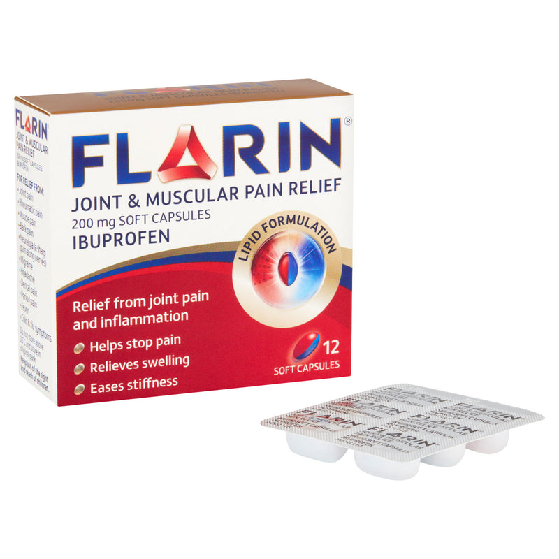 Flarin Ibuprofen 200mg soft capsules 12 capsules - British product