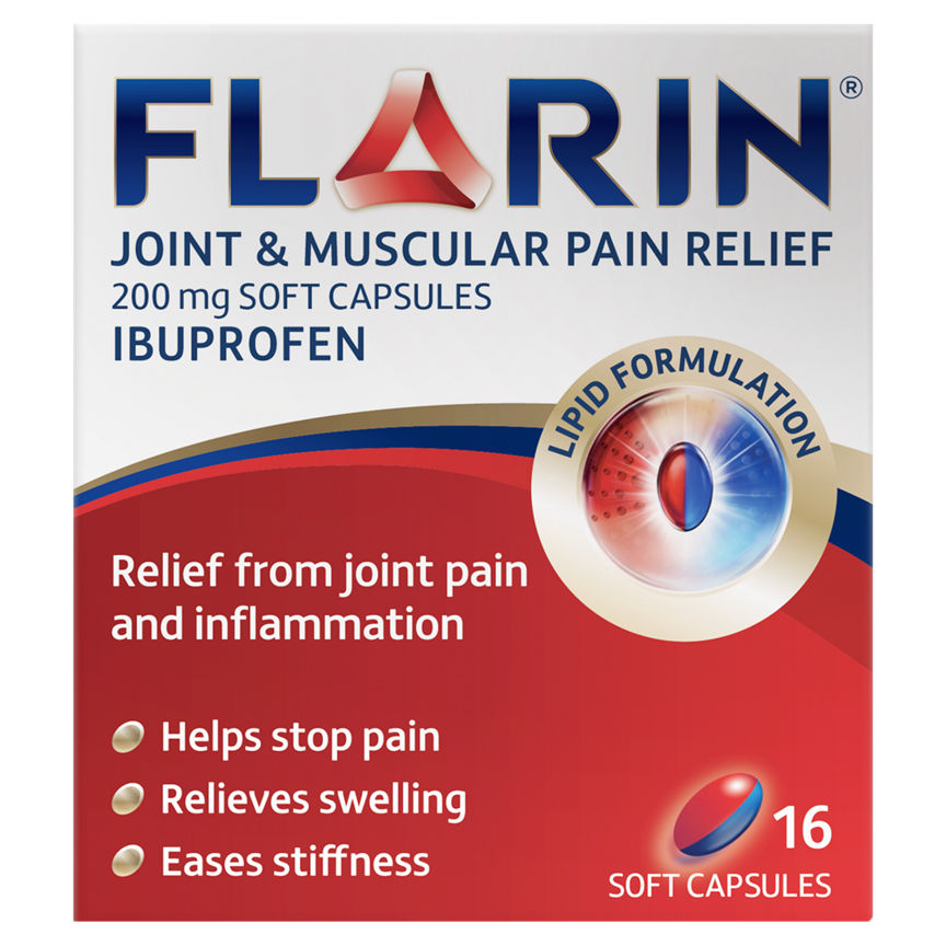 Flarin Joint and Muscular Pain Relief 200mg Soft Capsules 16 Soft Capsules