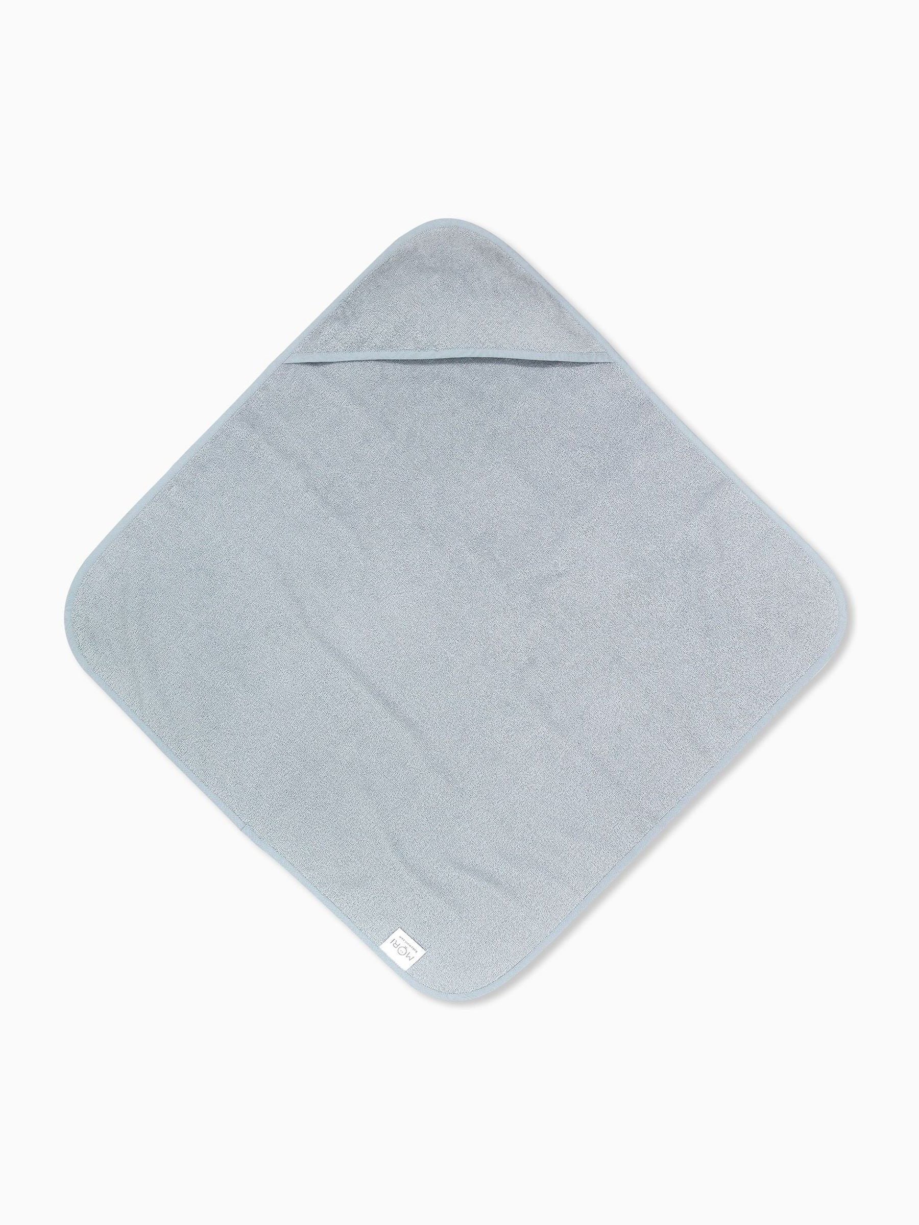 MORI blue baby hooded towel 75x75 cm - British product