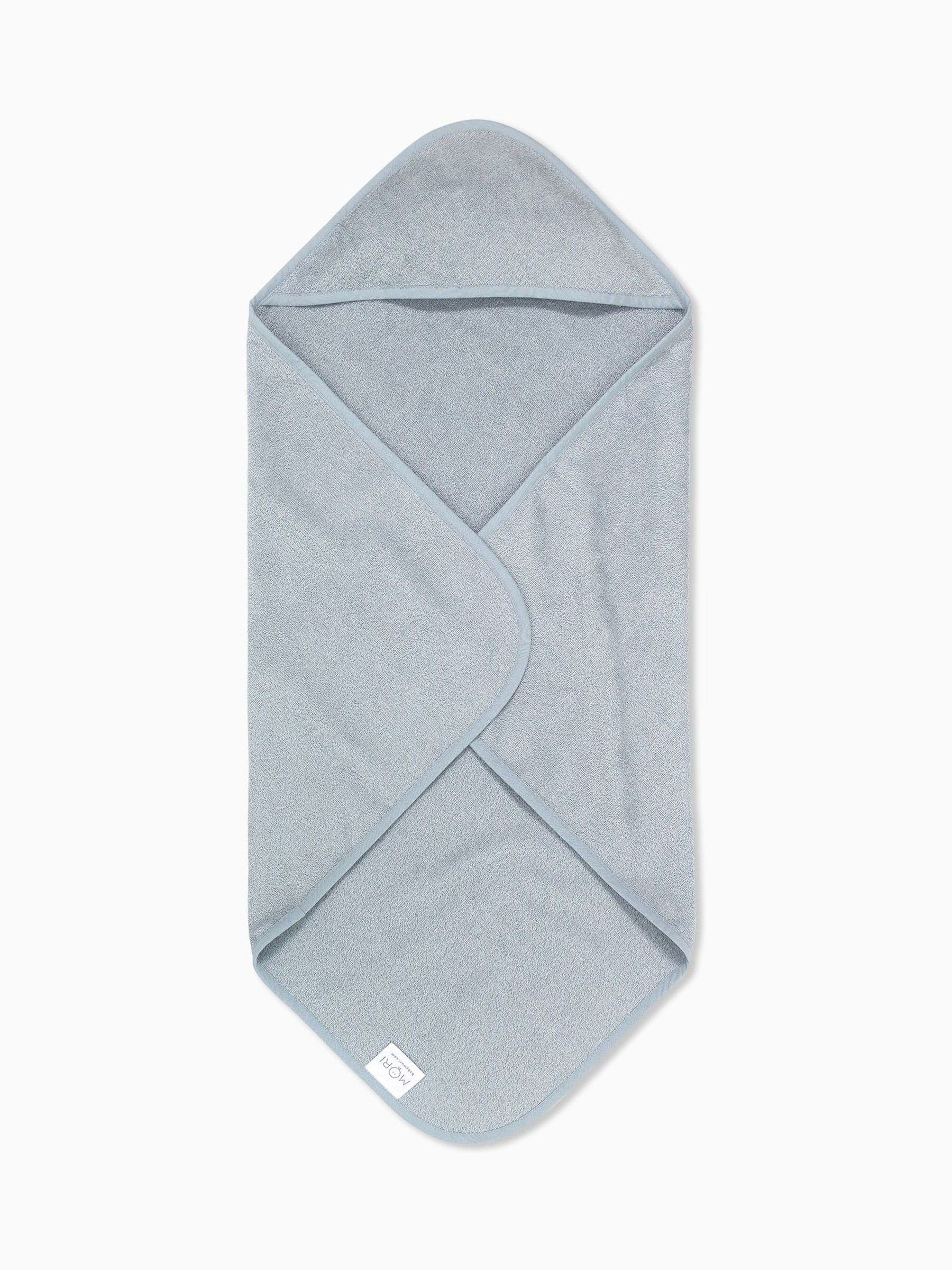 MORI blue baby hooded towel 75x75 cm - British product