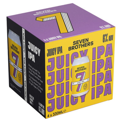 ASDA Seven Brothers Juicy IPA Craft Beer 4 x 330ml- Buy online at McGrocer