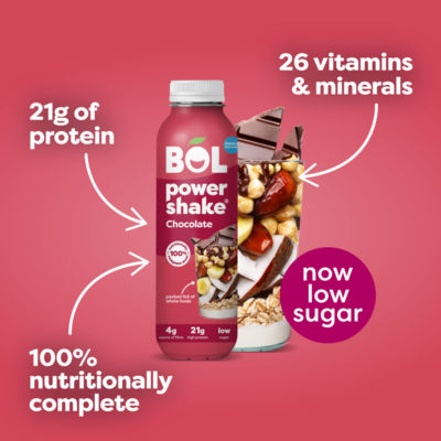 BOL Chocolate Power Shake 410g, UK version meal replacement