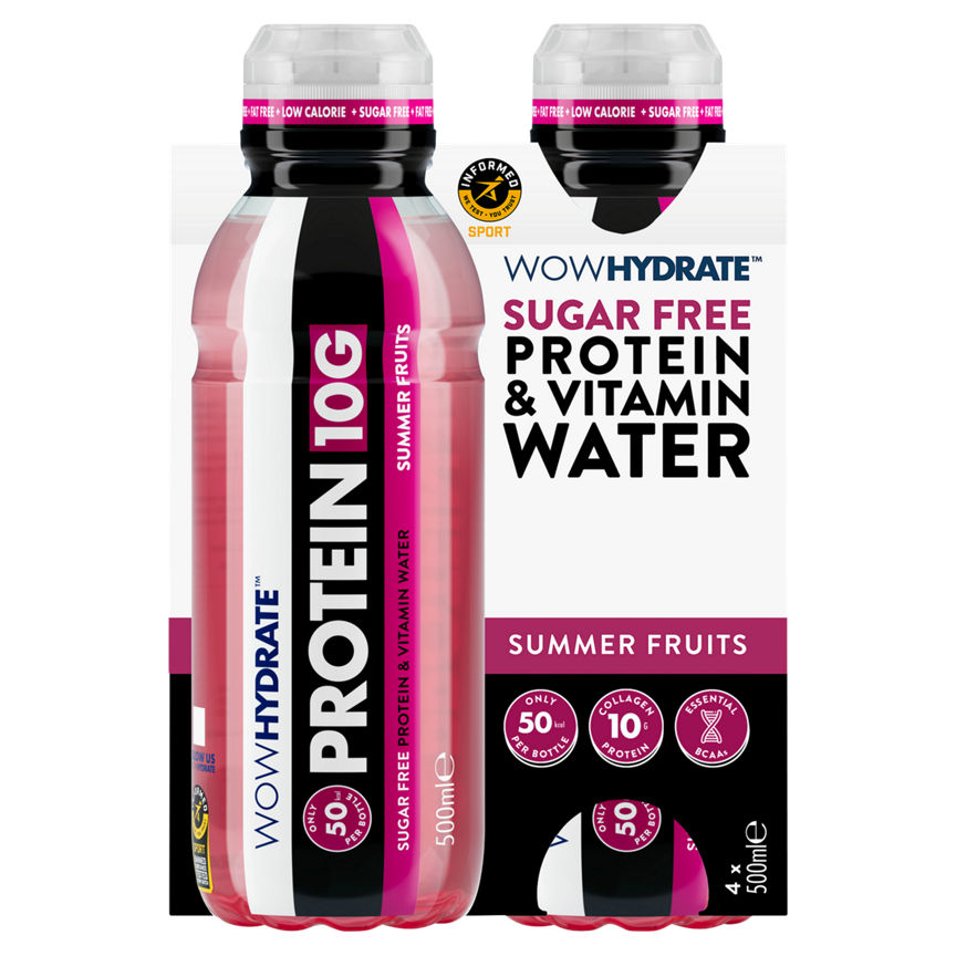 Wow Hydrate Sugar Free Summer Fruits Protein & Vitamin Water Bottles