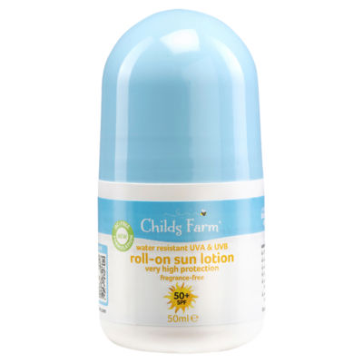 Childs Farm Kids Roll-On Solkrem SPF 50+ Parfymefri solkrem for sensitiv hud 50ml