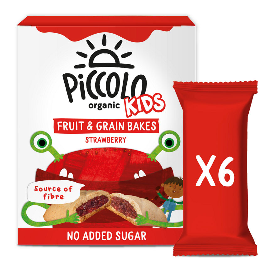Piccolo Organic Kids Fruit & Grain Bakes Strawberry Bars 6x GOODS ASDA   