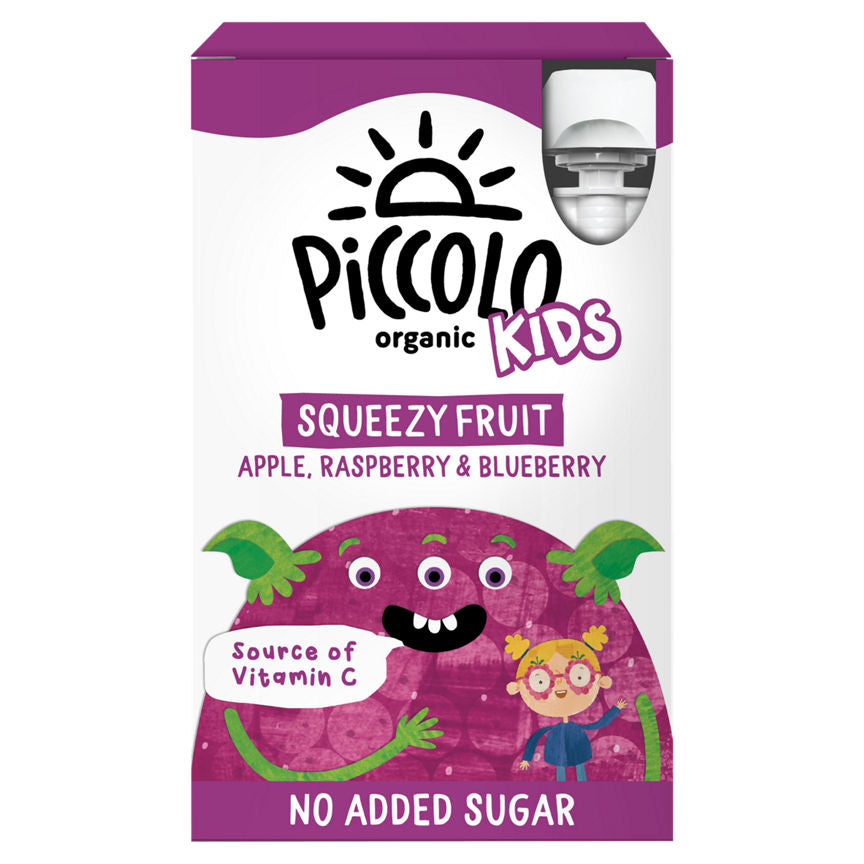 Piccolo Organic Kids Squeezy Fruit Apple, Raspberry & Blueberry 4x