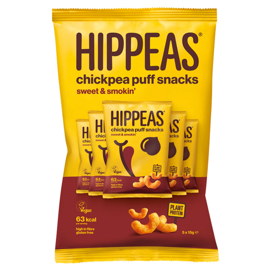 HIPPEAS Chickpea Puff Snacks Sweet & Smokin' 5 x 15g GOODS ASDA   