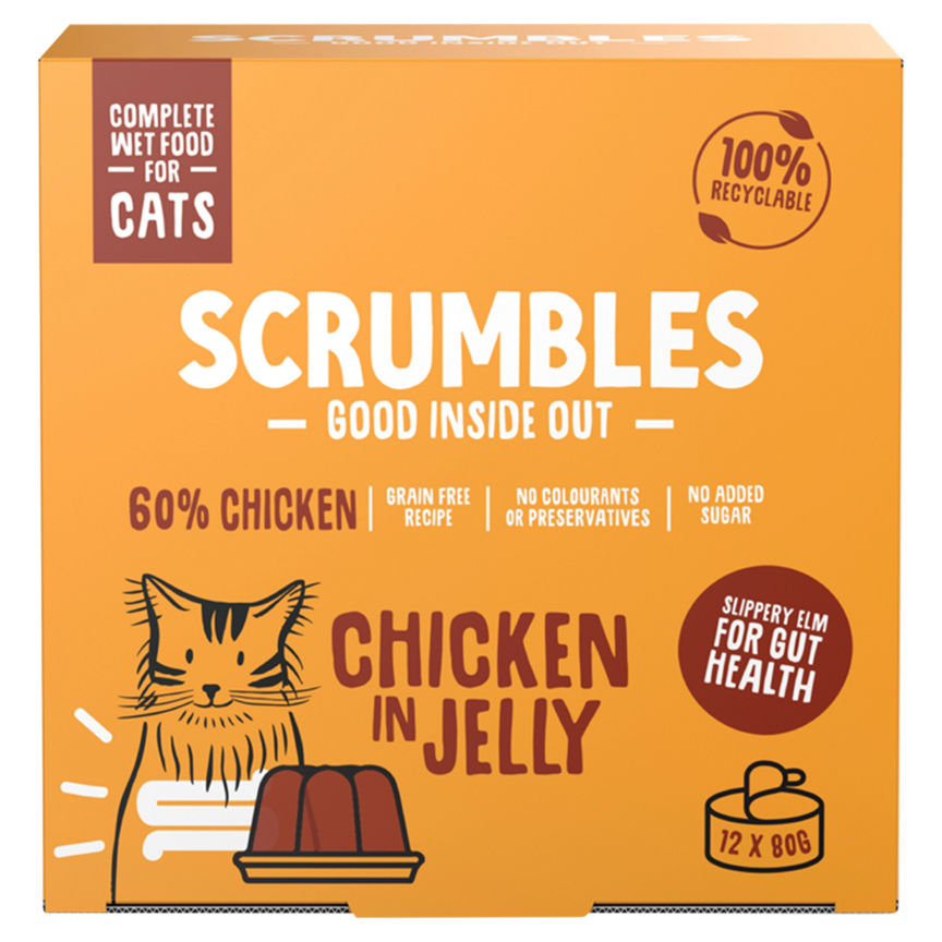 Scrumbles Complete Wet Food for Cats Chicken in Jelly 12 x 80g