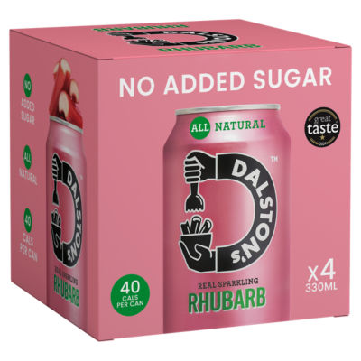 Dalston's Sparkling Rhubarb craft soda 4 x 330ml cans - British product
