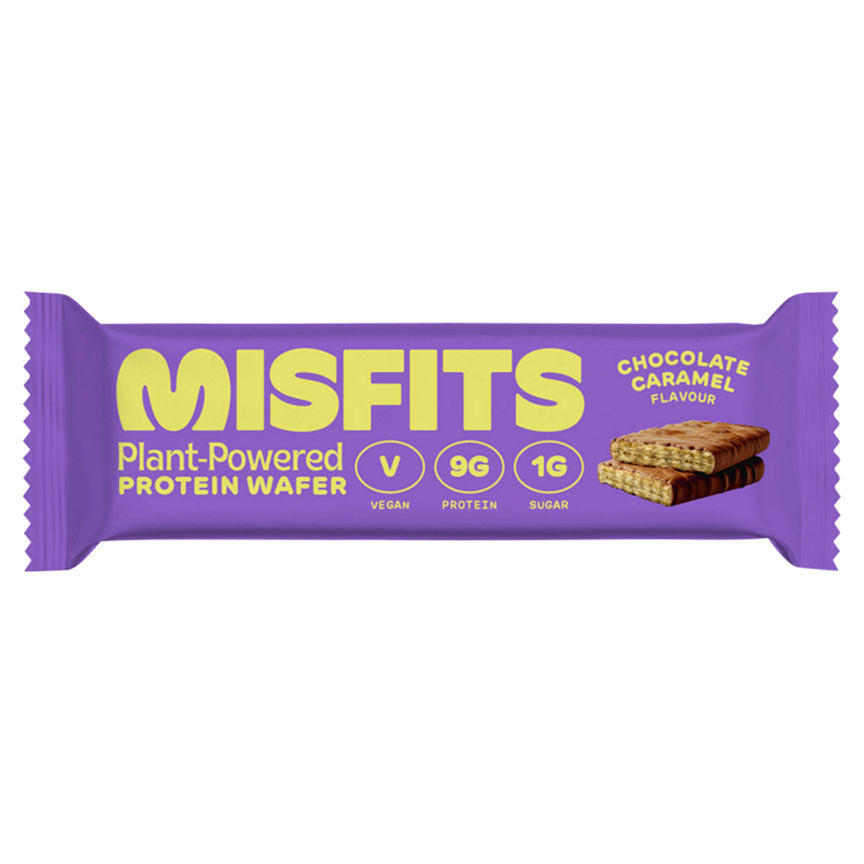 Misfits Plant-Powered Protein Wafer Chocolate Caramel Flavour 37g GOODS ASDA   