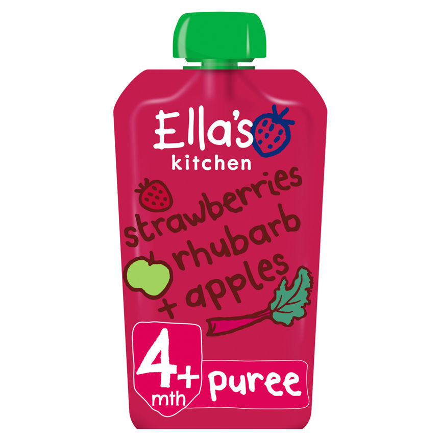 Ella's Kitchen Organic Strawberries, Rhubarb and Apples Baby Food Pouch 4+ Months GOODS ASDA   