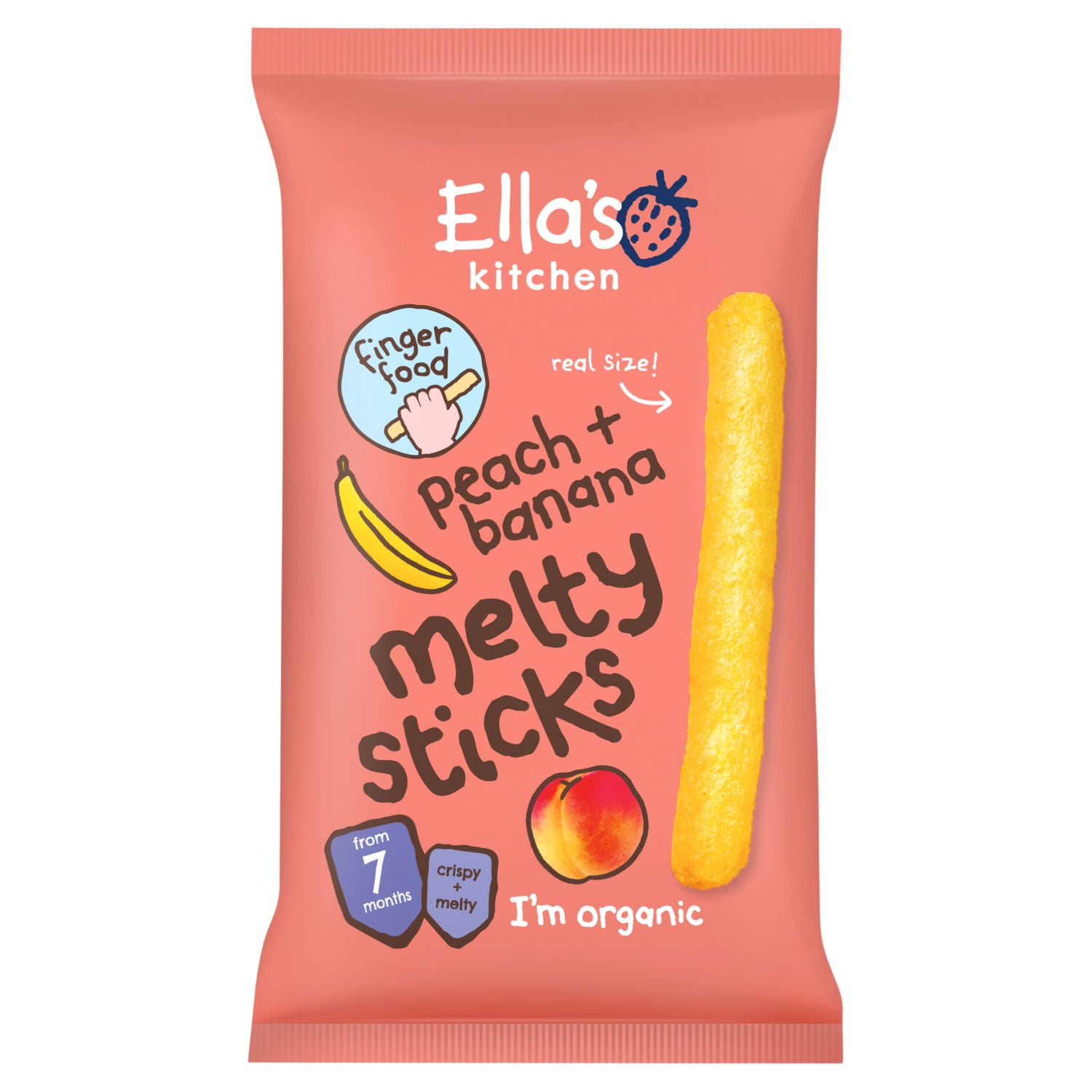 Ella's Kitchen organic peach banana melty sticks 16g, UK version