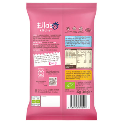 Ella's Kitchen strawberry banana mini puffs 4 x 8g (32g) - British product