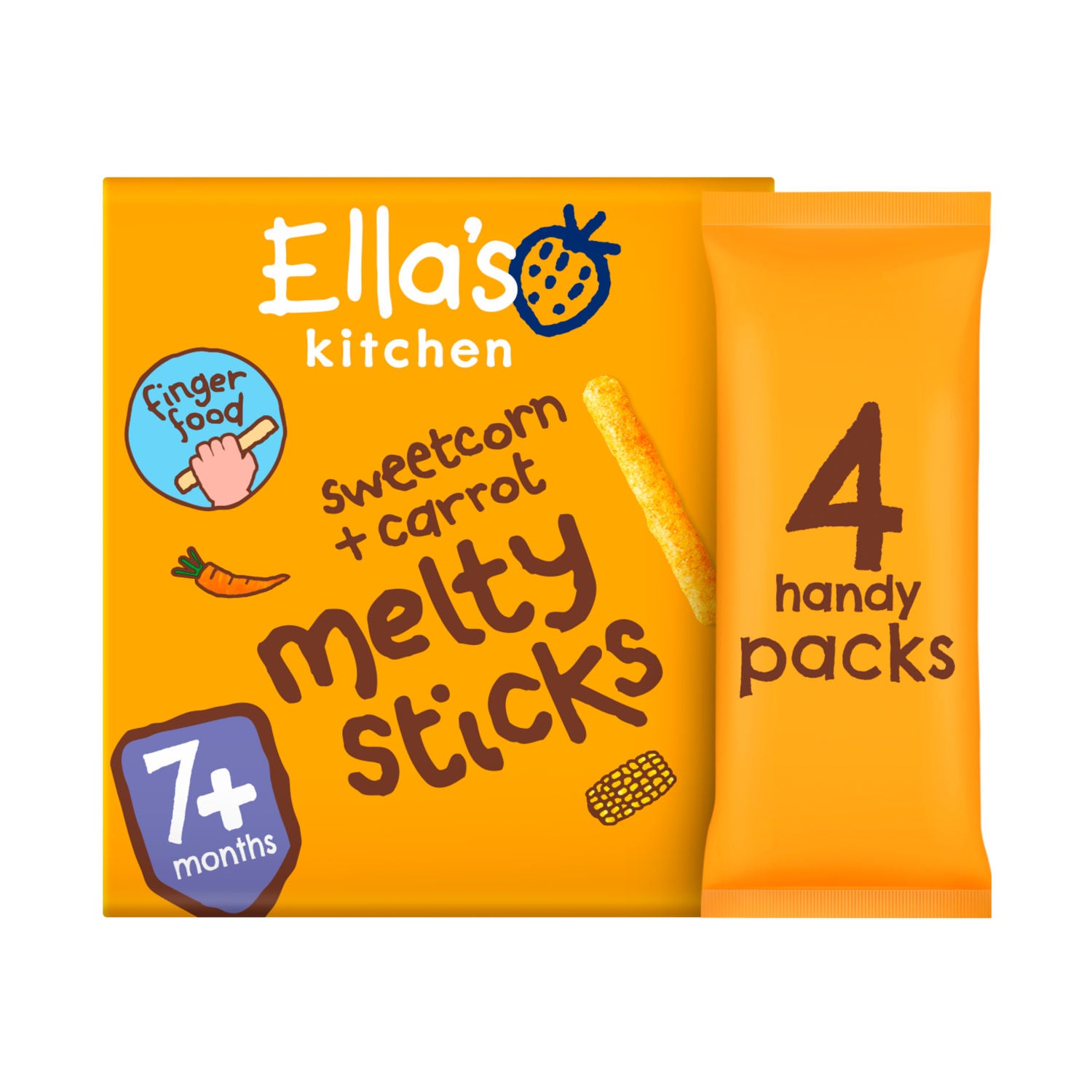 Ella's Kitchen sweetcorn and carrot melty sticks 24g - British product