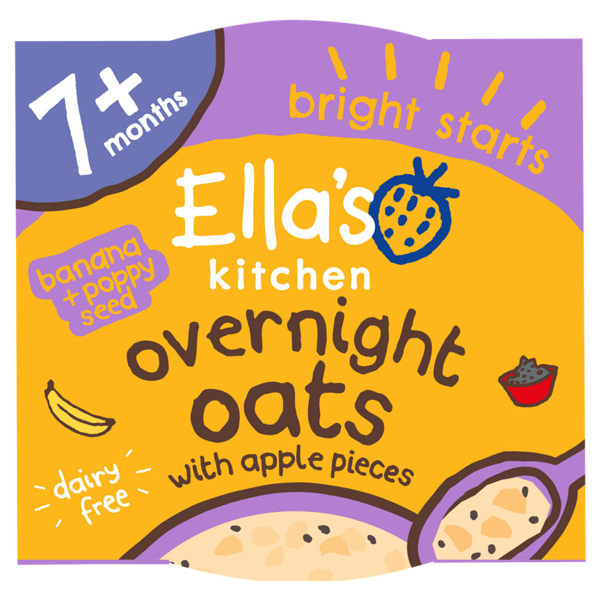 Ella's Kitchen Organic Dairy Free Banana and Poppy Seed Overnight Oats Baby Breakfast 7+ Months GOODS ASDA   