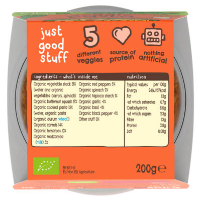 Ella's Kitchen veggie pasta meal with mozzarella 200g (British brand)