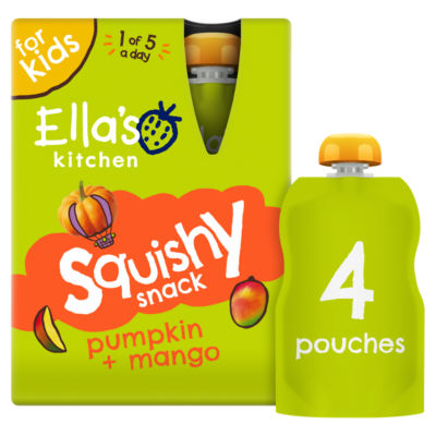 Ella's Kitchen Pumpkin Mango Squishy Snack 4 x 100g - British product