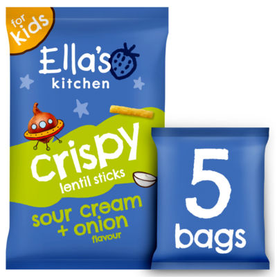 ASDA Ella's Kitchen Sour Cream + Onion Crispy Lentil Sticks Organic Toddler Snack 5 x 10g (50g)- Buy online at McGrocer